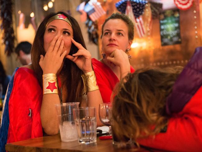 Celebrations turn sober at the Democrats Abroad election night party at Marylebone Sports Bar and Grill in London, England. Picture: Chris J Ratcliffe/Getty Images