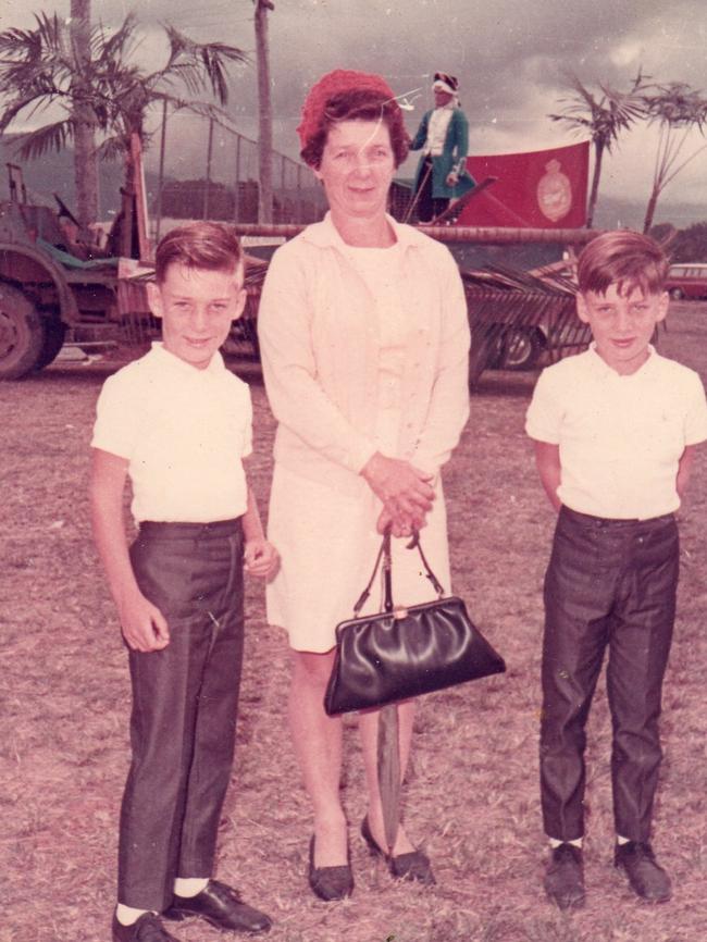 Norma Wood with twin sons Stuart and Murray at the Pioneer Valley Show.