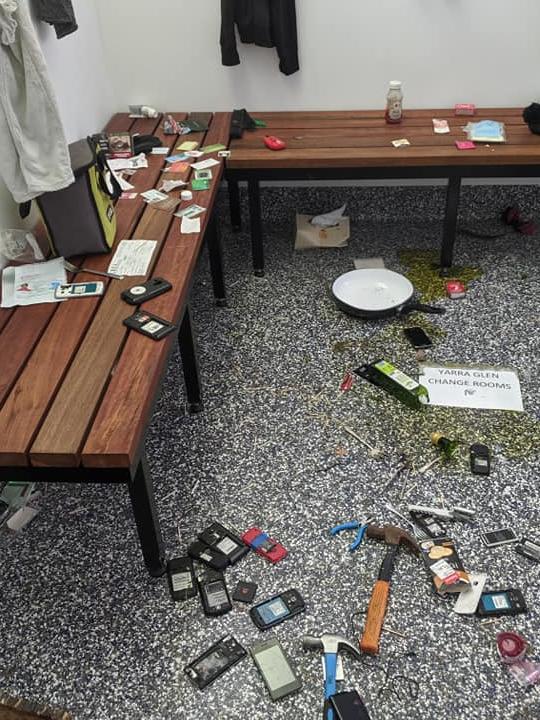 The damage left in the change rooms at Seville Water Play Park.