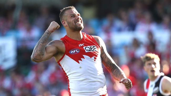 Lance Franklin starred with four goals in his 300th game. Picture: Phil Hillyard