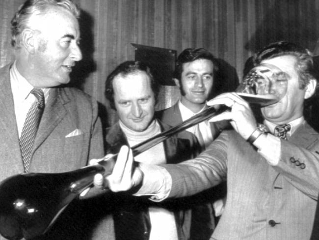 Bob Hawke in his ACTU days with then PM Gough Whitlam.