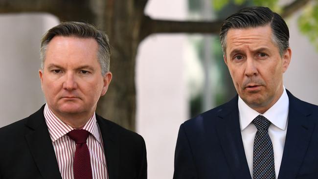 Opposition energy and climate change spokesman Chris Bowen and opposition health spokesman Mark Butler. Picture: AAP