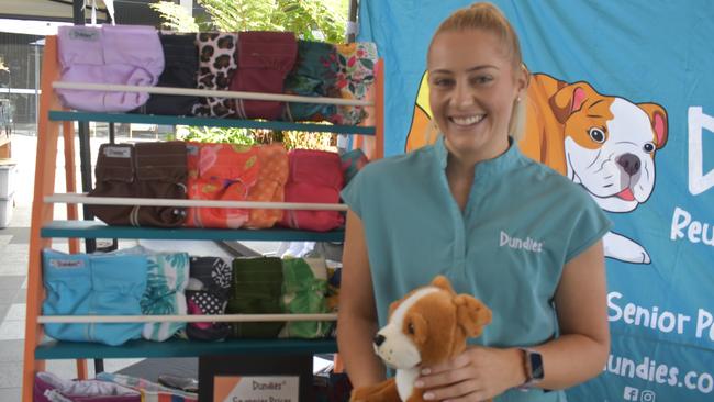 Ipswich 2023 Dog Day at Nicholas Street Precinct pictured is Emily Marten owner of Dundies
