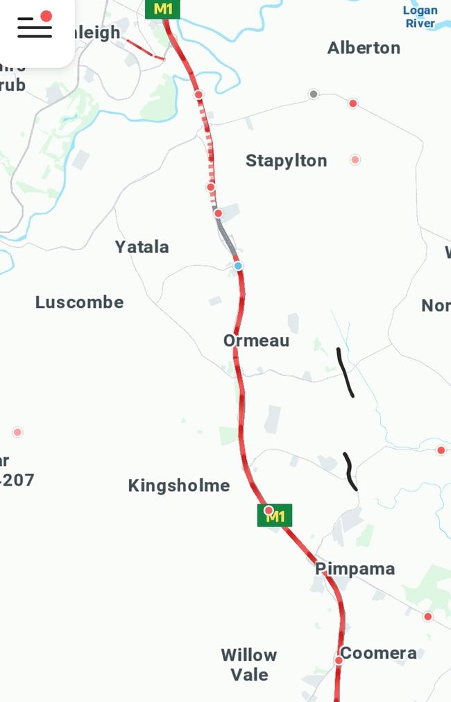 Major delays on the M1 south of Brisbane. Picture: Waze