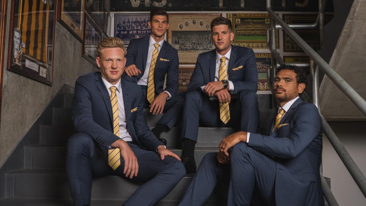 Jaeger O’Meara (pictured back left) and Cyril Rioli (front right) played together for only a brief period at Hawthorn.