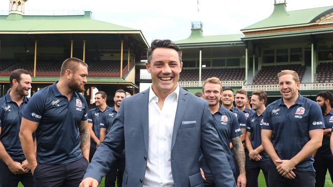 Sydney Roosters NRL player Cooper Cronk announces his retirement at the end of the 2019 season during a press conference at the SCG. Picture: Brett Costello