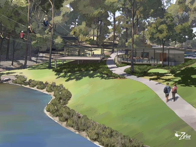 Artist’s impression of the zipline project at Mt Coot-tha