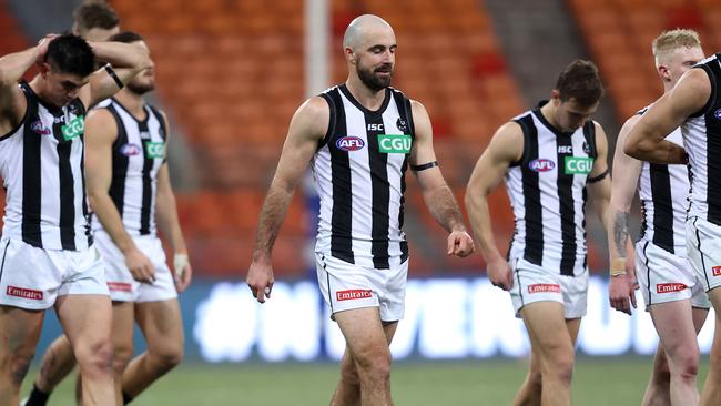 Collingwood's Steele Sidebottom is facing a suspension. Picture: Phil Hillyard