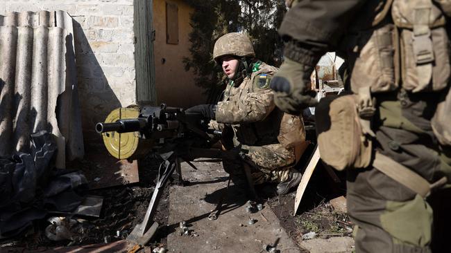 A Ukrainian serviceman prepares for combat in Bakhmut. Picture: Anatolii Stepanov / AFP