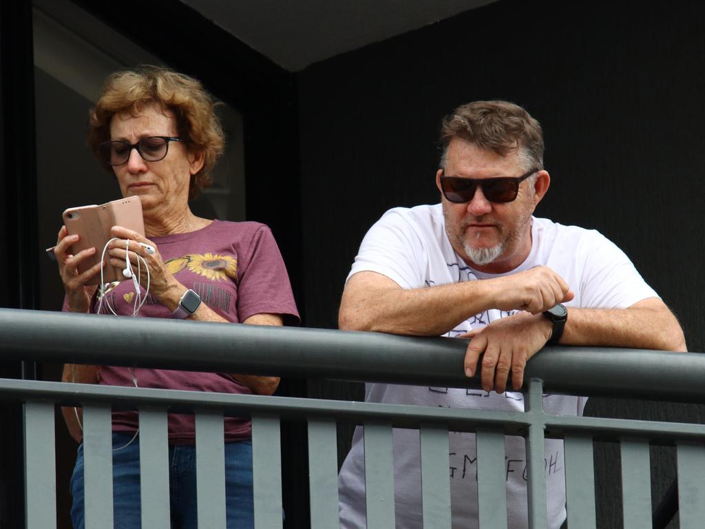 Two people in quarantine at the Hotel Grand Chancellor in Brisbane. Picture: David Clark