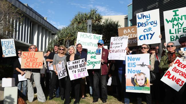 Brisbane residents rallying outside Brisbane Airport Corporation against fight noise