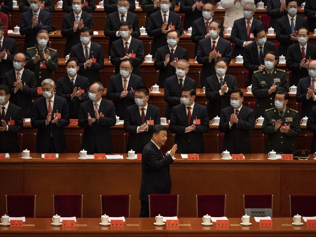 Xi Jinping arrives for the 20th National Congress of the CCP. Picture: Kevin Frayer/Getty