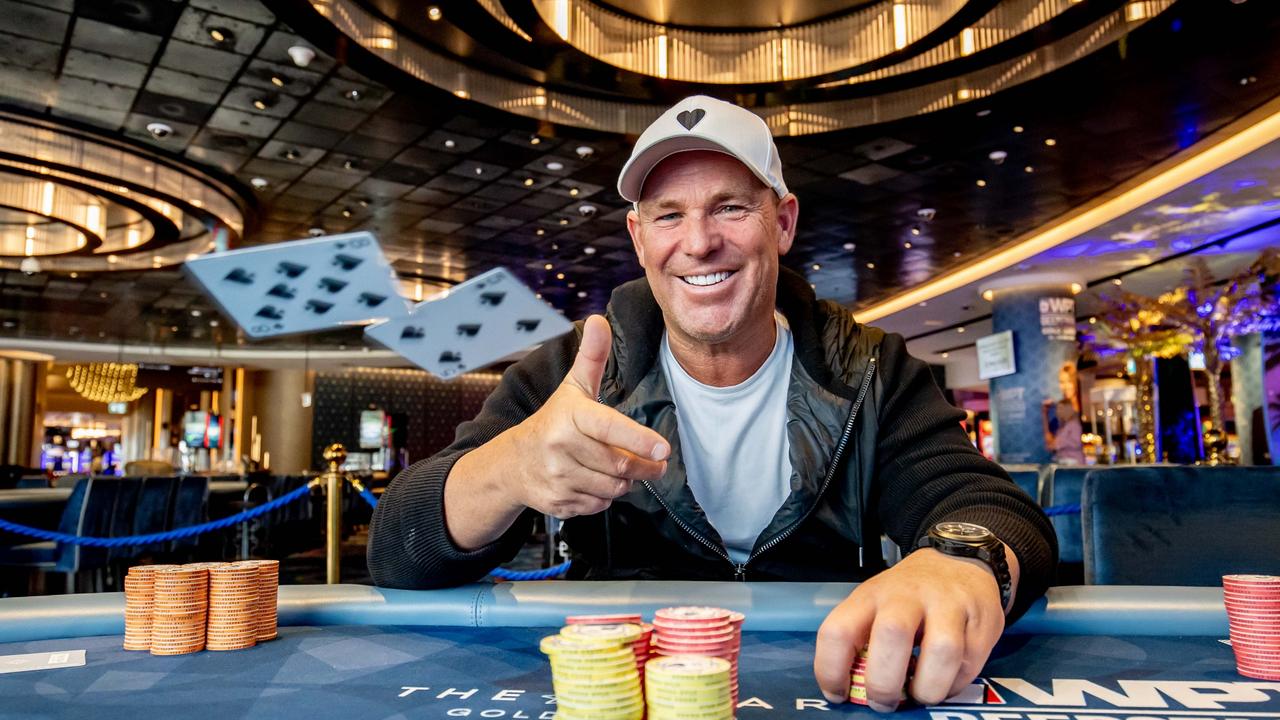 Shane Warne ahead of the WPTDeepStack poker tournament at The Star. Pic Luke Marsden