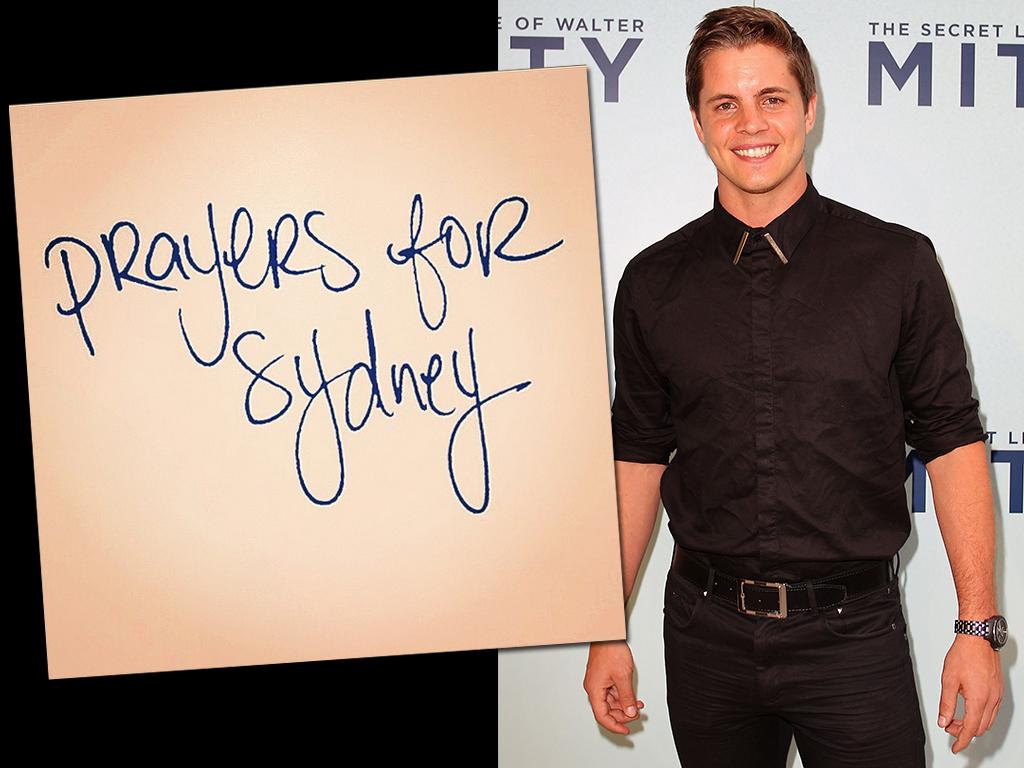 Johnny Ruffo: “#prayersforsydney we will not be shaken! Prayers to the hostages and their families!” Picture: Getty