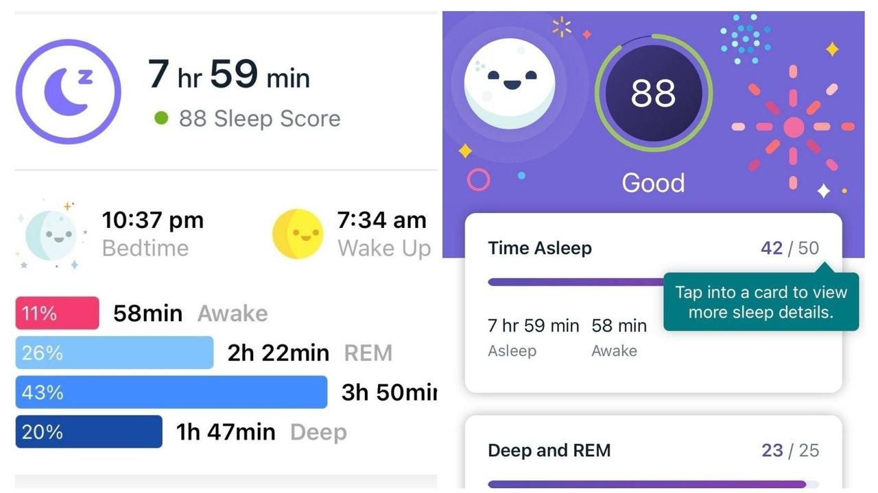 You can view your sleep score each day in the Fitbit app. Image: Lauren Chaplin/news.com.au