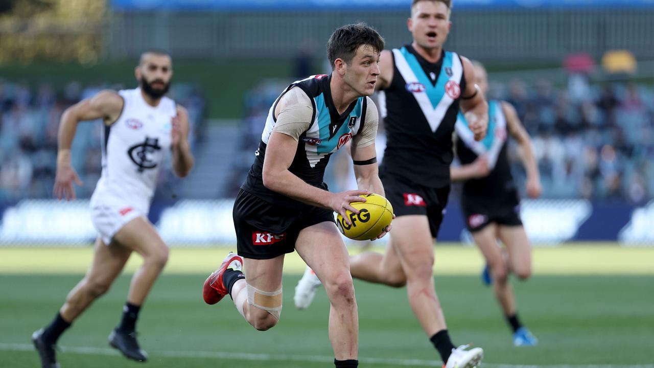 Zak Butters needs to keep his nose clean. Picture: James Elsby/AFL Photos via Getty Images