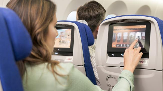 The entertainment system in economy on LATAM Boeing 787-9.