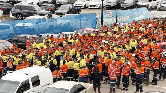 The Electrical Trade Union said the management are still calling on the more than 300 tradies to get back to work. Picture: Chris Pavlich 