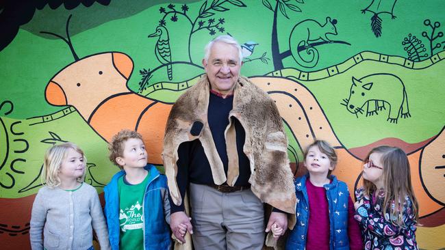 Murrundindi with kinder kids, Alice, Archie Eliza and Rose. Picture: Eugene Hyland