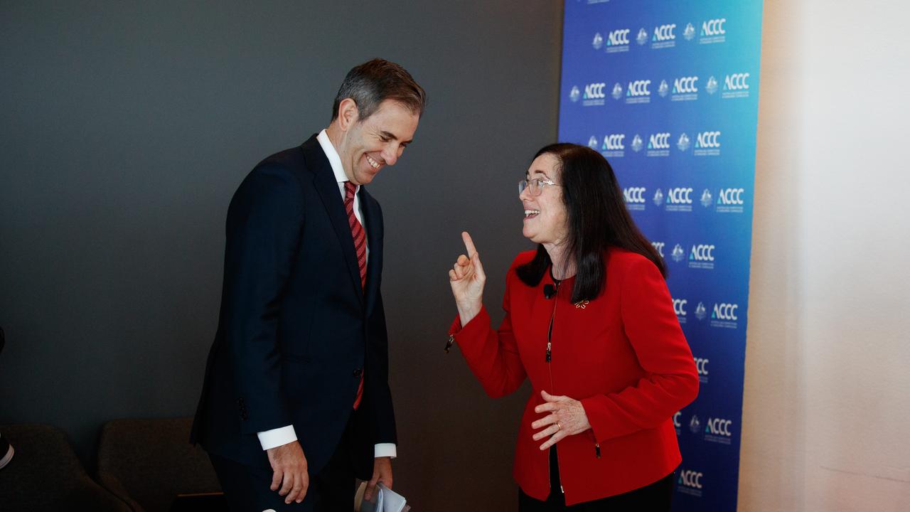 The mergers shake-up, unveiled by Dr Chalmers (left), will hand the ACCC, led by chair Gina Cass Gottlieb (right), enhanced powers. Picture: NCA NewsWire / Nikki Short