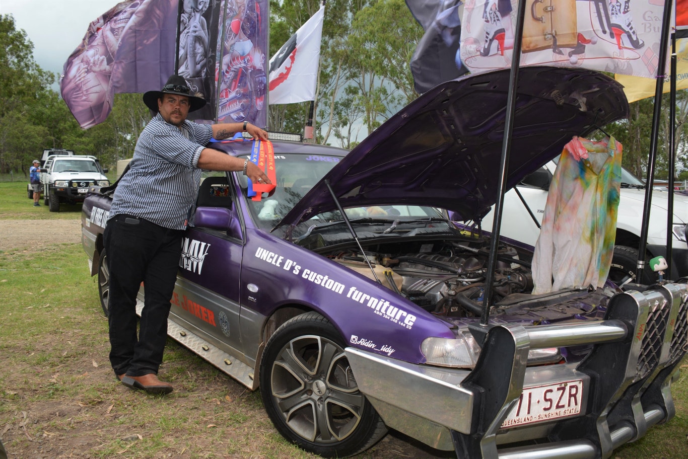 Darryl Chapman with his award winning ute at the Cooyar Show. Picture: Kate McCormack