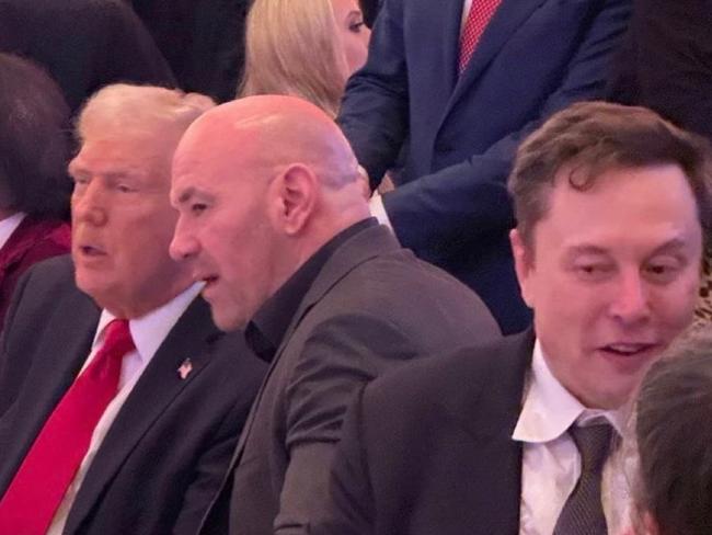 06-11-2024 - (L-R) Donald Trump, Dana White & Elon Musk photographed at Mar-a-Lago on election night. Picture: X