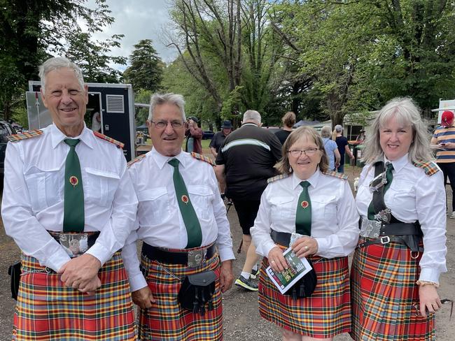 Members of the Castlemaine Pipe Band: Ken Holden, Sam Raudino, Leslie Robottom and Eve Douglas. Picture: Athos Sirianos