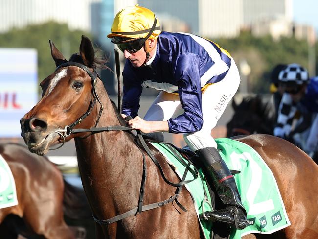 SYDNEY, AUSTRALIA - JULY 13: Nash Rawiller riding Ha Ha Ha wins Race 7 Elite Sand & Soil during Sydney Racing at Royal Randwick Racecourse on July 13, 2024 in Sydney, Australia. (Photo by Jeremy Ng/Getty Images)