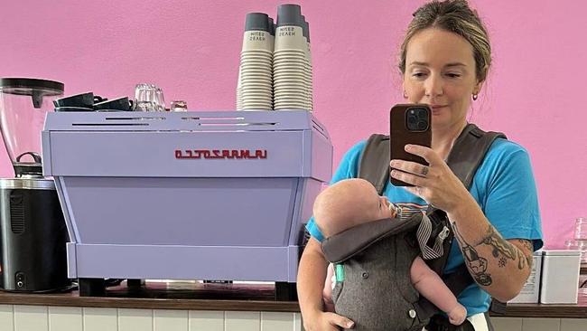 Good Thanks Coffee founder Kate Fuller with her son, Alva. Photo: Supplied.