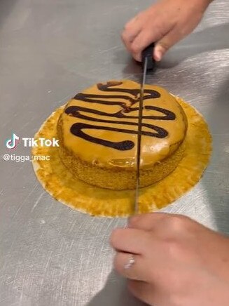 The ‘hack’ uses one Woolies mudcake. Picture: TikTok