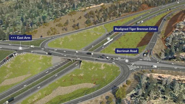 The overpass will direct Berrimah Road motorists over Tiger Brennan Drive, shortening travel times and improving road safety. Picture: Contributed