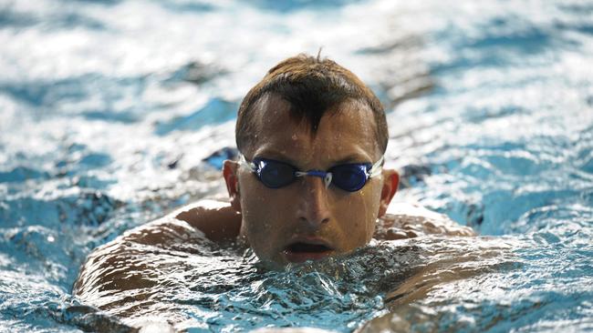 Former Olympic swimming champion Ian Thorpe training ahead of the Swimming World Cup in Singapore in 2011.