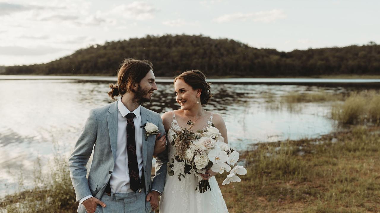 Isabel and Josh Richards at Reflections at Cooby on their wedding day, December 11, 2021. Photo: Tessa Cox Photography