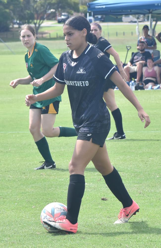 Frenchville Football six-a-side carnival, women's A final, Central versus Mackay Lions, at Jardine Park, Rockhampton, February 25, 2024.