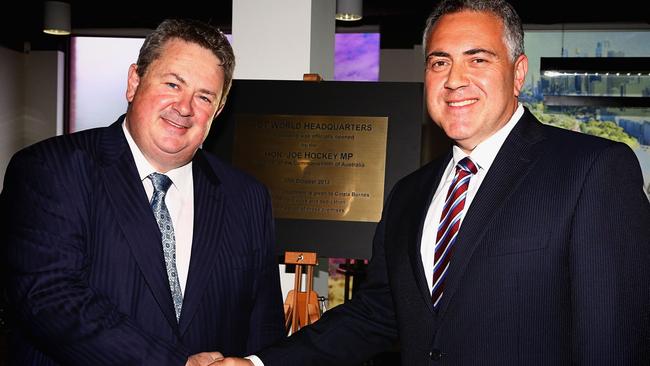 Happy Helloworld shareholders Andrew Burnes and Joe Hockey