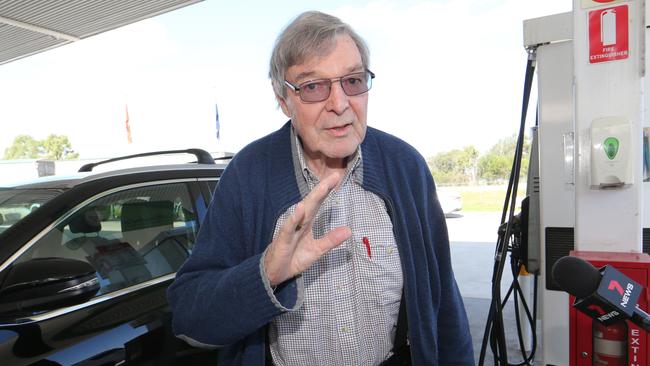 George Pell on the road back to Sydney after his release in 2020. Picture: David Geraghty