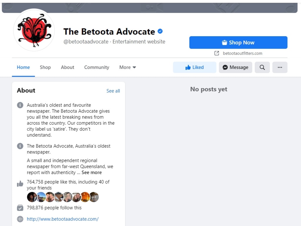 Beyond satire. The Betoota Advocate was swept up in Facebook’s news ban.