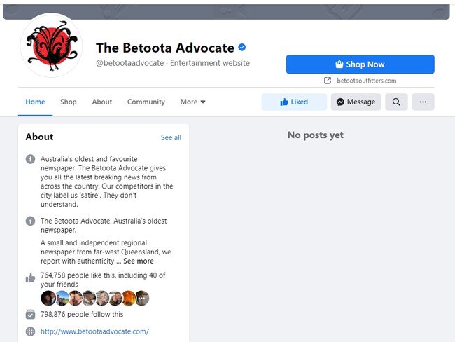 Beyond satire. The Betoota Advocate was swept up in Facebook’s news ban.