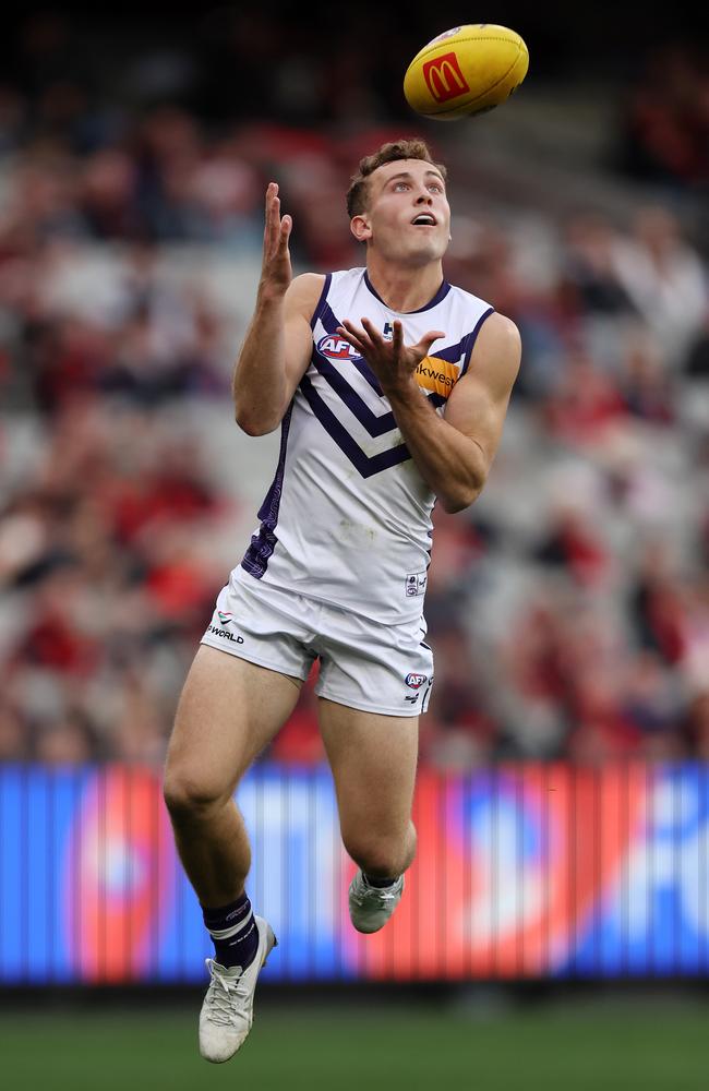 Tom Emmett is set to miss Fremantle’s next game against Geelong. Picture: Mark Stewart