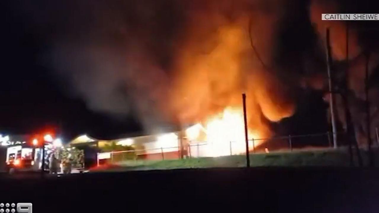 Crime reporting on the television news — a fire scene. Source - Caitlin Sheiwe, 9 News.