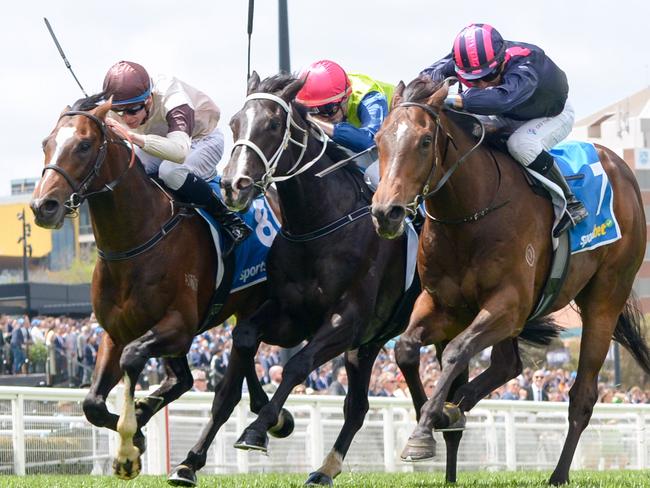 Kingofwallstreet ridden by Michael Dee wins the Sportsbet Classic at Caulfield Racecourse. Picture: Getty Images