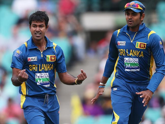 Nuwan Kulasekara celebrates a wicket during his one-day international career.