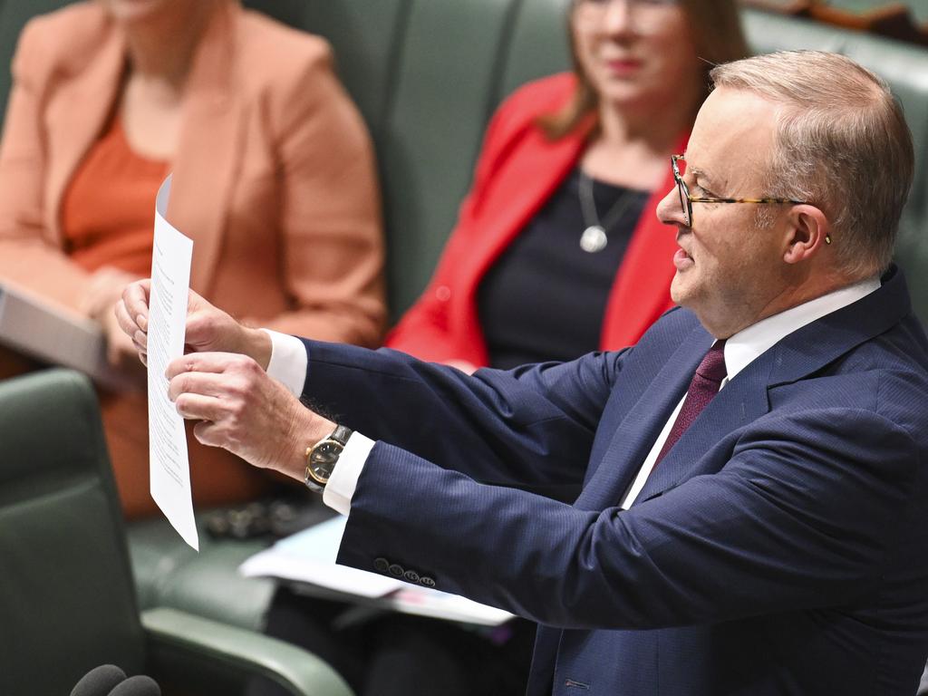 The PM mocked the ‘QAnon conspiracy theory’. Picture: Martin Ollman/NCA NewsWire