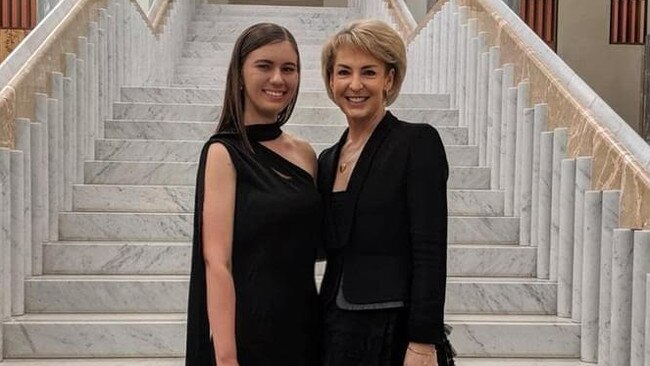 Brittany Higgins with Minister Michaelia Cash.