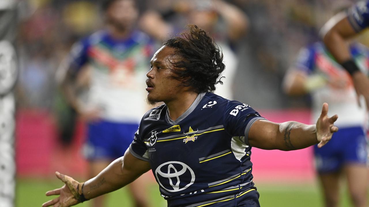 Police allege Luciano Leilua of the Cowboys assaulted a woman known to him before smashing her phone. Picture: Ian Hitchcock/Getty Images