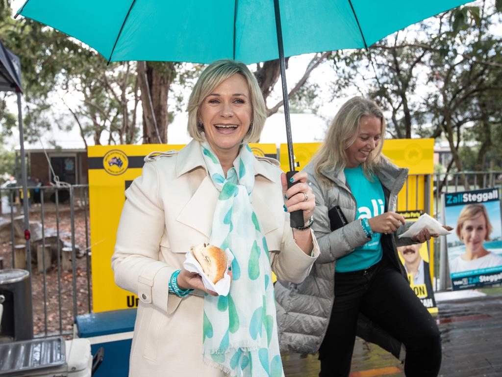 Independent candidate for Warringah Zali Steggall after voting at Balgowlah North Public School. Picture: Julian Andrews