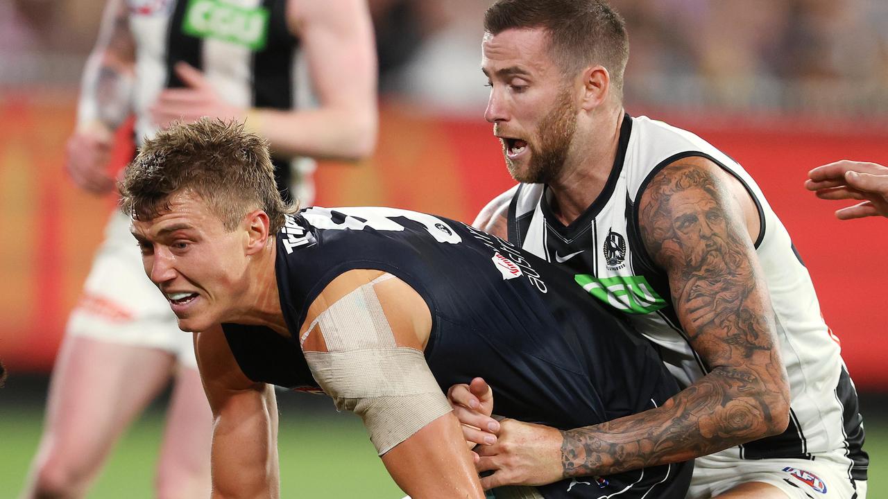 Patrick Cripps was below his best again last night. Picture: Michael Klein