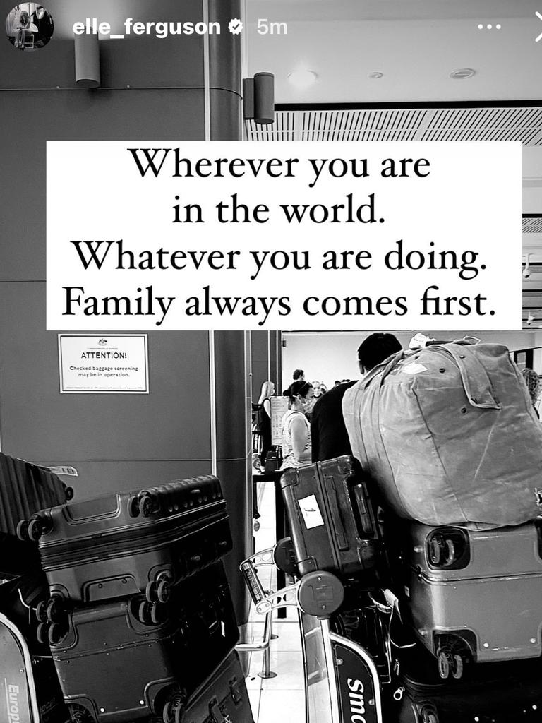 Elle Ferguson put up a cryptic post on Instagram at the time, suggesting they quit because of a family emergency. Picture: Elle Ferguson/Instagram
