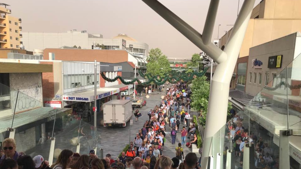 Commuters face huge lines at Hornsby on Tuesday.