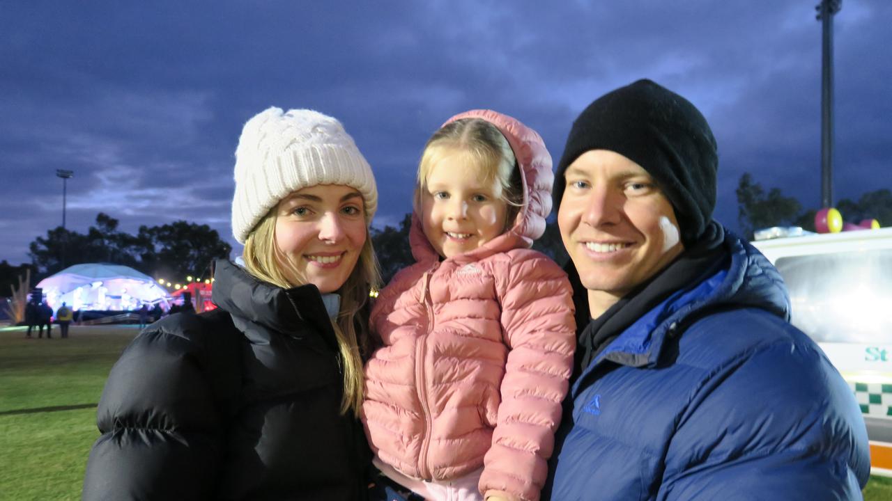 Harry Vincent, Madellene Vincent and Sienna at Anzac Oval in Alice Springs. Picture: Gera Kazakov